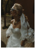 Off Shoulder Ivory Lace Tulle Floral Dreamy Wedding Dress
